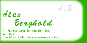 alex berghold business card